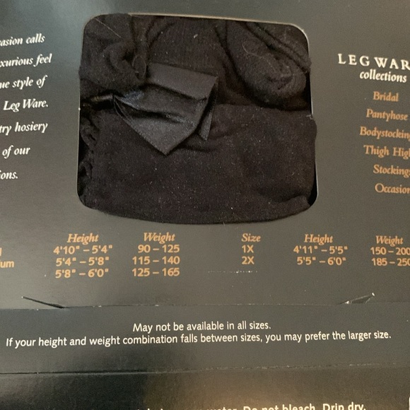 SENSUOUS FREDERICKS OF HOLLYWOOD Legware: black stockings w/crisscross & bow. - Picture 10 of 11